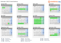 Kalender 2022 mit Ferien und Feiertagen Frederiksberg