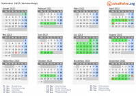 Kalender 2022 mit Ferien und Feiertagen Jammerbugt