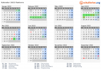 Kalender 2022 mit Ferien und Feiertagen Rødovre
