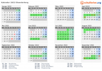 Kalender 2022 mit Ferien und Feiertagen Skanderborg