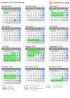 Kalender 2022 mit Ferien und Feiertagen Hamburg