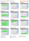 Kalender 2022 mit Ferien und Feiertagen Nordrhein-Westfalen