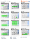Kalender 2022 mit Ferien und Feiertagen Thüringen