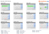 Kalender 2022 mit Ferien und Feiertagen Kainuu