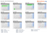 Kalender 2022 mit Ferien und Feiertagen Mittelfinnland