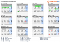 Kalender 2022 mit Ferien und Feiertagen Südkarelien