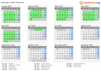 Kalender 2022 mit Ferien und Feiertagen Uusimaa