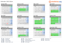 Kalender 2022 mit Ferien und Feiertagen Dijon