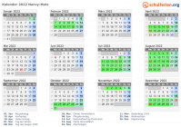 Kalender 2022 mit Ferien und Feiertagen Nancy-Metz
