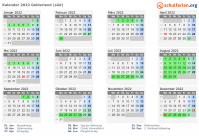 Kalender 2022 mit Ferien und Feiertagen Gelderland (süd)