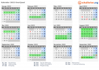 Kalender 2022 mit Ferien und Feiertagen Overijssel