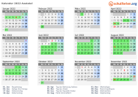 Kalender 2022 mit Ferien und Feiertagen Aostatal