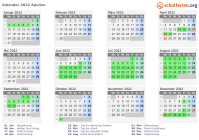 Kalender 2022 mit Ferien und Feiertagen Apulien