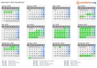 Kalender 2022 mit Ferien und Feiertagen Basilikata