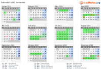 Kalender 2022 mit Ferien und Feiertagen Innlandet