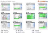 Kalender 2022 mit Ferien und Feiertagen Møre og Romsdal
