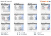 Kalender 2022 mit Ferien und Feiertagen Østfold
