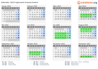 Kalender 2022 mit Ferien und Feiertagen Appenzell Ausserrhoden