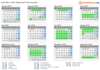 Kalender 2022 mit Ferien und Feiertagen Appenzell Innerrhoden