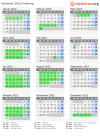 Kalender 2022 mit Ferien und Feiertagen Freiburg