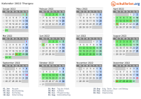 Kalender 2022 mit Ferien und Feiertagen Thurgau