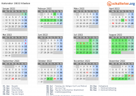 Kalender 2022 mit Ferien und Feiertagen Kladen