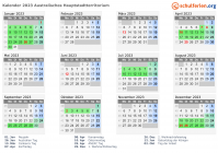 Kalender 2023 mit Ferien und Feiertagen Australisches Hauptstadtterritorium