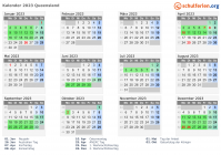 Kalender 2023 mit Ferien und Feiertagen Queensland