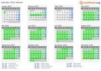 Kalender 2023 mit Ferien und Feiertagen Allerød