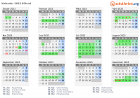 Kalender 2023 mit Ferien und Feiertagen Billund