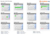 Kalender 2023 mit Ferien und Feiertagen Favrskov
