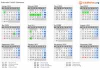 Kalender 2023 mit Ferien und Feiertagen Gladsaxe