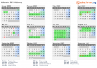Kalender 2023 mit Ferien und Feiertagen Nyborg