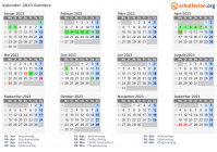 Kalender 2023 mit Ferien und Feiertagen Randers
