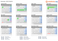 Kalender 2023 mit Ferien und Feiertagen Rebild