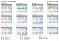 Kalender 2023 mit Ferien und Feiertagen Sønderborg