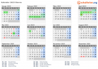 Kalender 2023 mit Ferien und Feiertagen Stevns