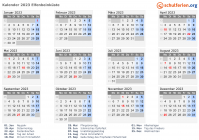 Kalender 2023 mit Ferien und Feiertagen Elfenbeinküste