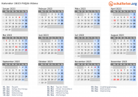 Kalender 2023 mit Ferien und Feiertagen Päijät-Häme