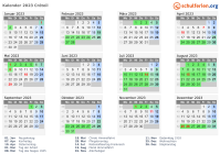 Kalender 2023 mit Ferien und Feiertagen Créteil