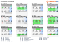 Kalender 2023 mit Ferien und Feiertagen Limoges