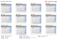 Kalender 2023 mit Ferien und Feiertagen Haiti