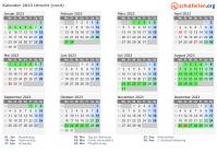 Kalender 2023 mit Ferien und Feiertagen Utrecht (nord)
