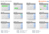 Kalender 2023 mit Ferien und Feiertagen Venetien
