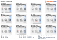 Kalender 2023 mit Ferien und Feiertagen Kuba