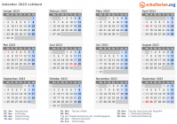 Kalender 2023 mit Ferien und Feiertagen Lettland