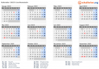 Kalender 2023 mit Ferien und Feiertagen Liechtenstein