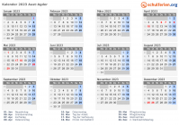 Kalender 2023 mit Ferien und Feiertagen Aust-Agder