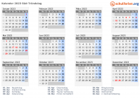 Kalender 2023 mit Ferien und Feiertagen Süd-Tröndelag