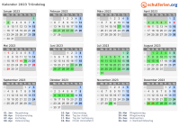 Kalender 2023 mit Ferien und Feiertagen Tröndelag